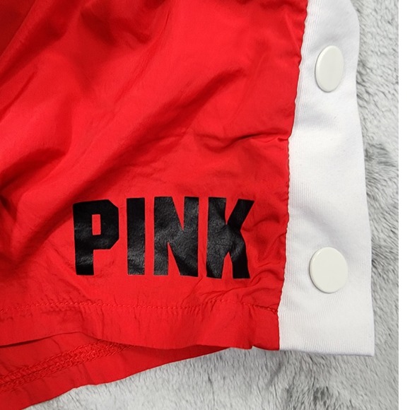 PINK Victoria's Secret Shorts Womens L Red White Side Snap Athletic Running Gym - Picture 2 of 11